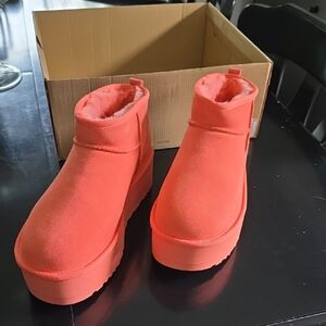 UGG Pink Winter Boots with Chunky Sole